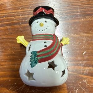 New in Box Sango,Sweet Shoppe Christmas Sue Zipkin Votive Snowman Ceramic Holdet